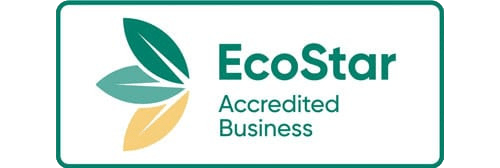 EcoStar Accredited Business logo with green and yellow leaves.
